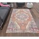 Vintage Turkish hand-knotted geometric runner 132x221