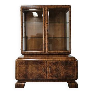 Vitrine Art Déco française des années 1940 en noyer