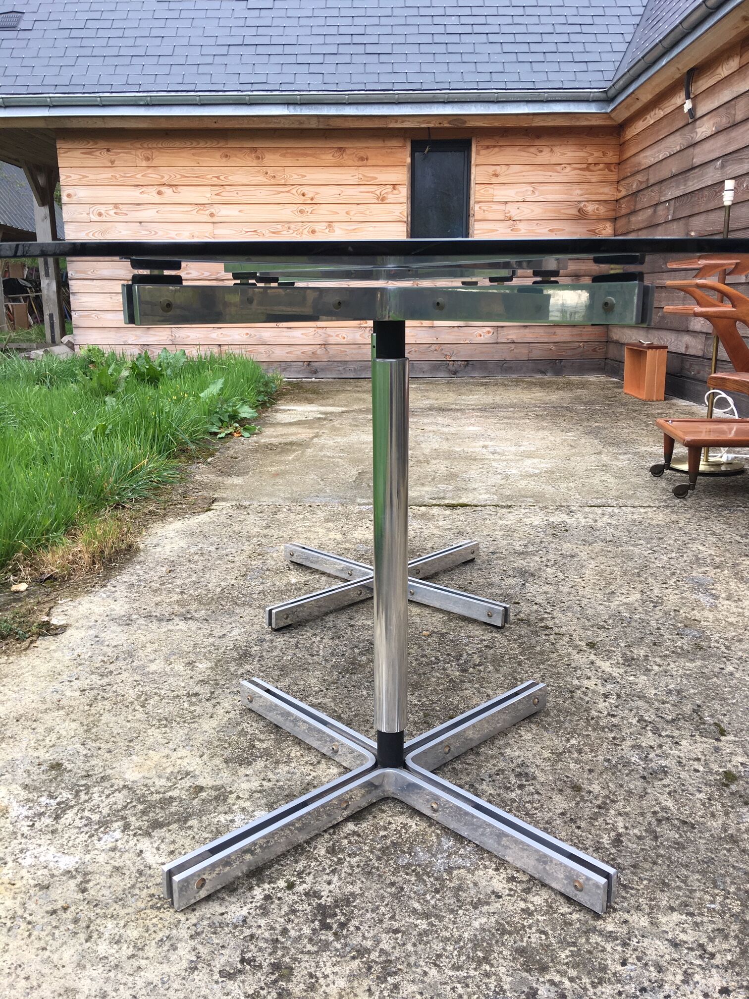 Glass dining table - 70s