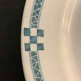 10 flat plates art deco Creil and Montereau model Nancy blue green gray