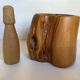 Solid wood mortar and its pestle