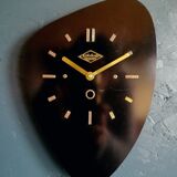 Vintage formica clock asymmetrical silent wall clock "Black Lutecia"
