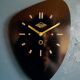 Vintage formica clock asymmetrical silent wall clock "Black Lutecia"