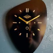 Horloge formica vintage pendule murale silencieuse asymétrique "Lutecia noir"