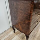 Chest of drawers with five drawers in wood and brass