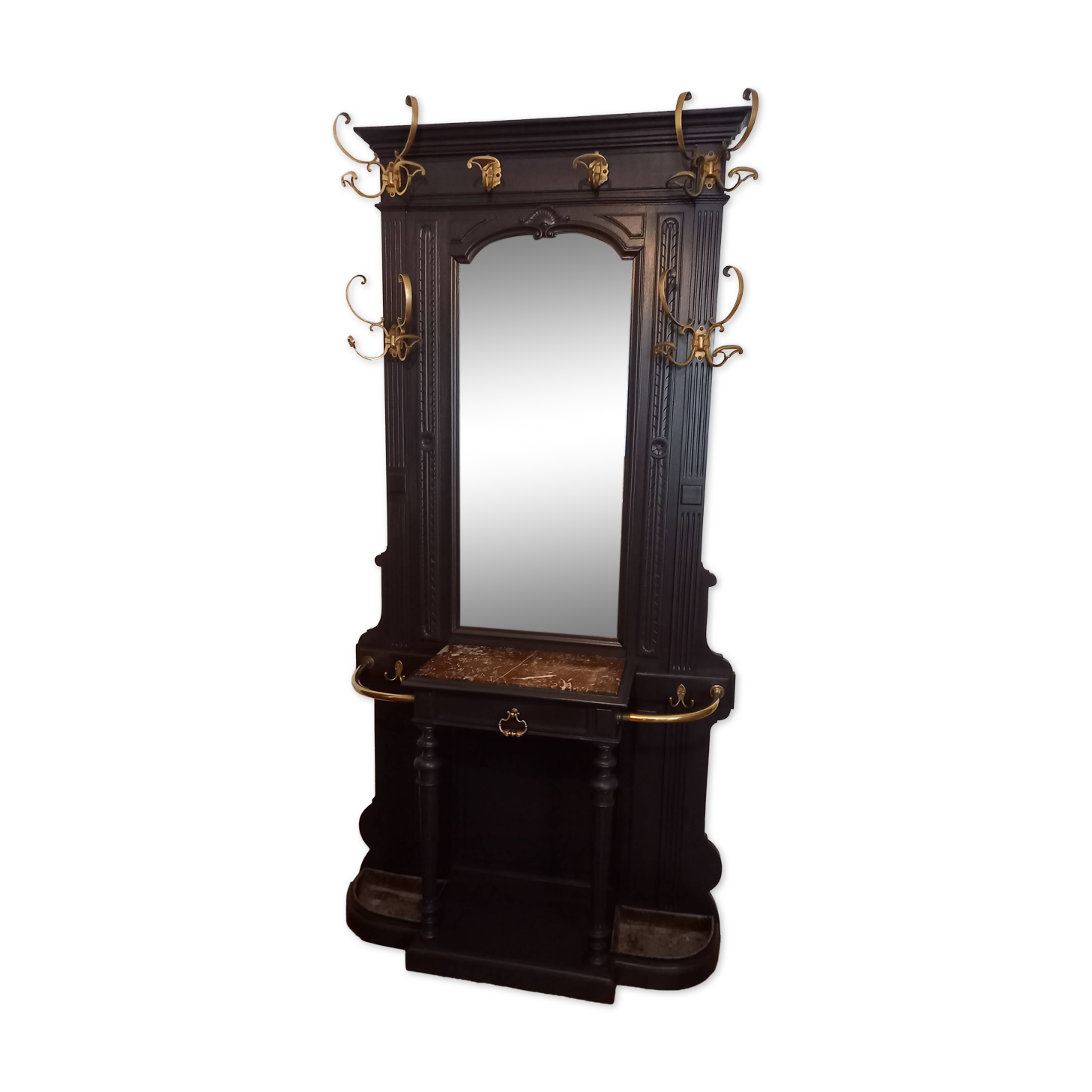 Porte-manteau /Vestiaire ancien revisité, Napoléon III, en noyer peint