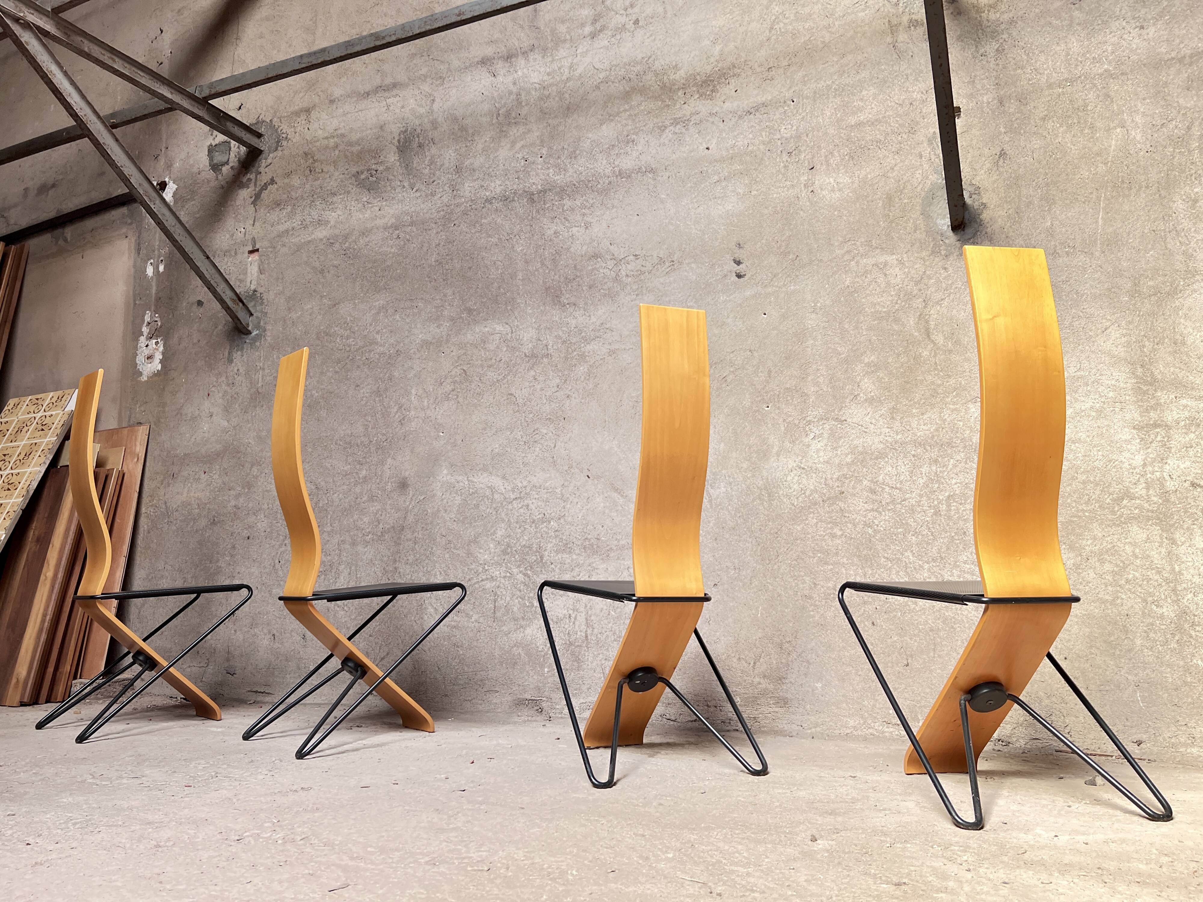 Series of 4 Chairs by Pietro Arosio for Airon 1980