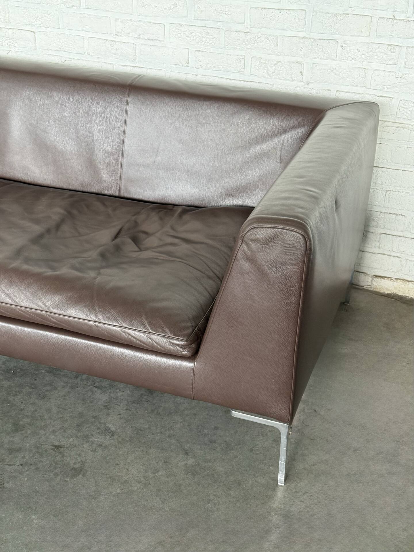 B&B Italia sofa “Charles” Leather Sofa with Matching Ottoma