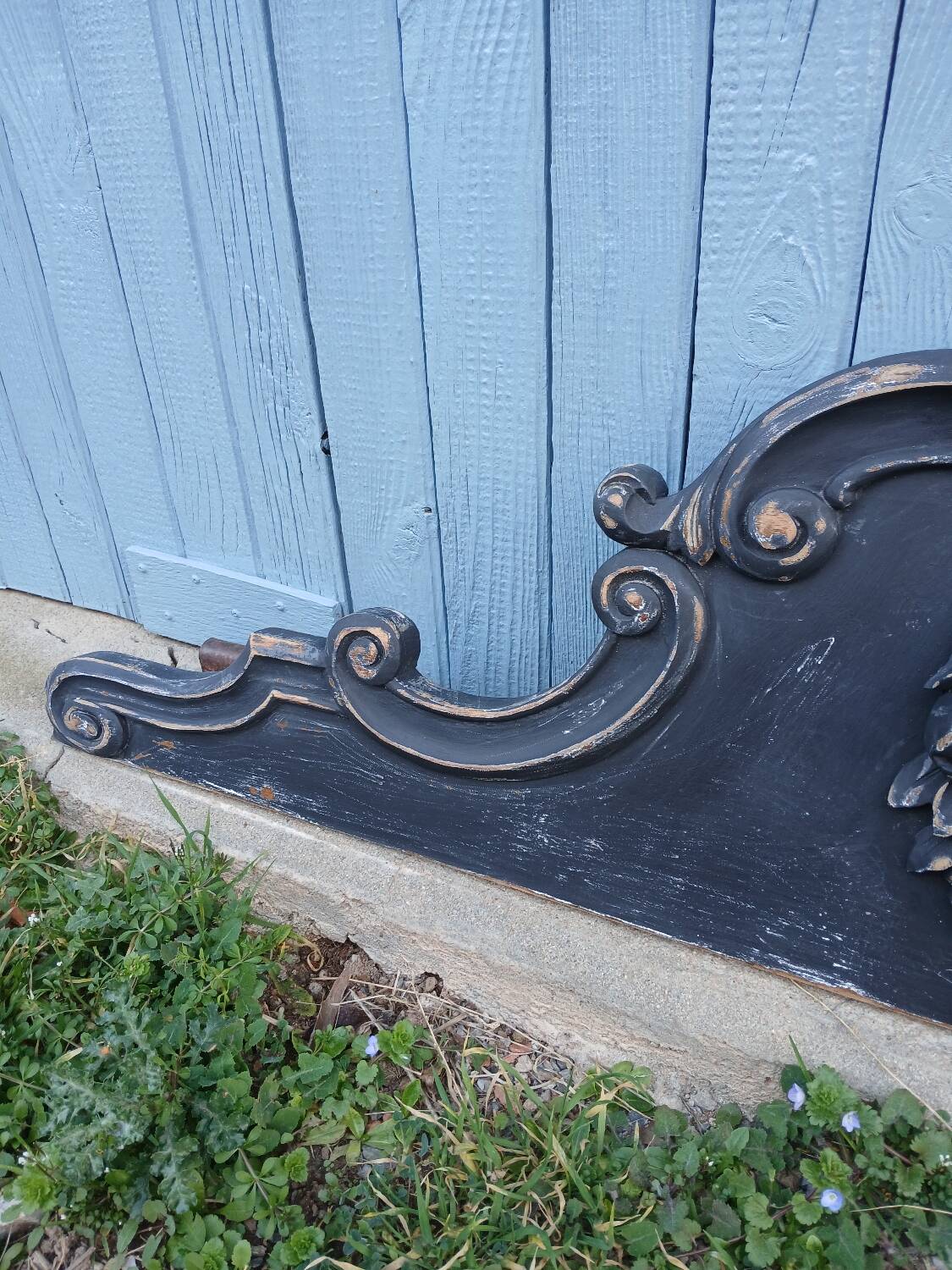 Antique carved wooden pediment