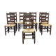 Suite of 8 oak chairs and straw seats - 1950s work