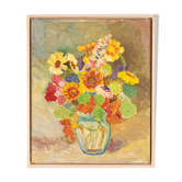 Colorful Bouquet of Flowers, Acrylic on Plate, 41 x 50 cm