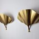 Pair of ginkgo wall lamps, gilded metal, Italy, 1970