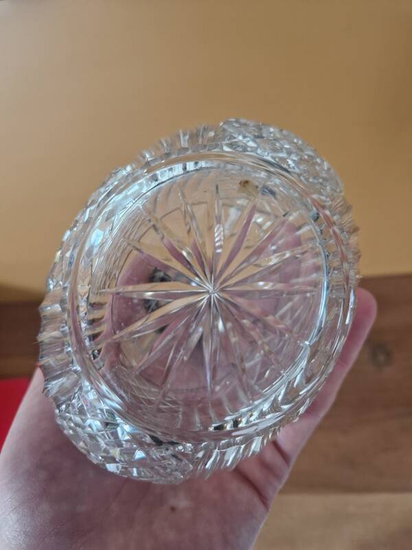 Cut crystal carafe and silver-plated metal