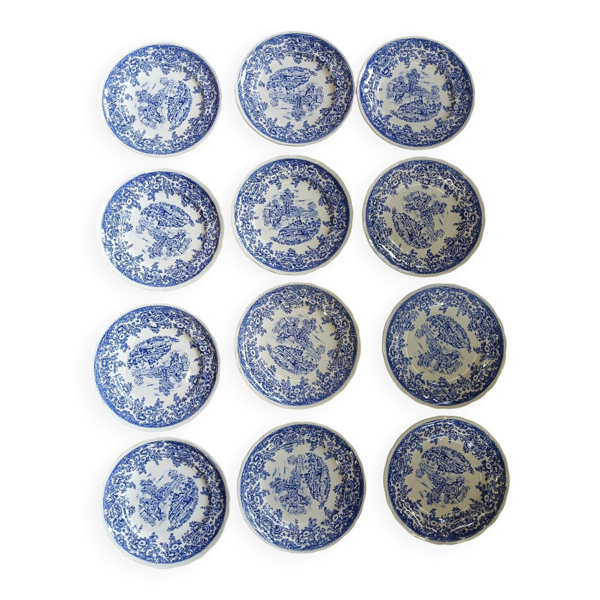 12 assiettes à dessert anciennes Lunéville KG