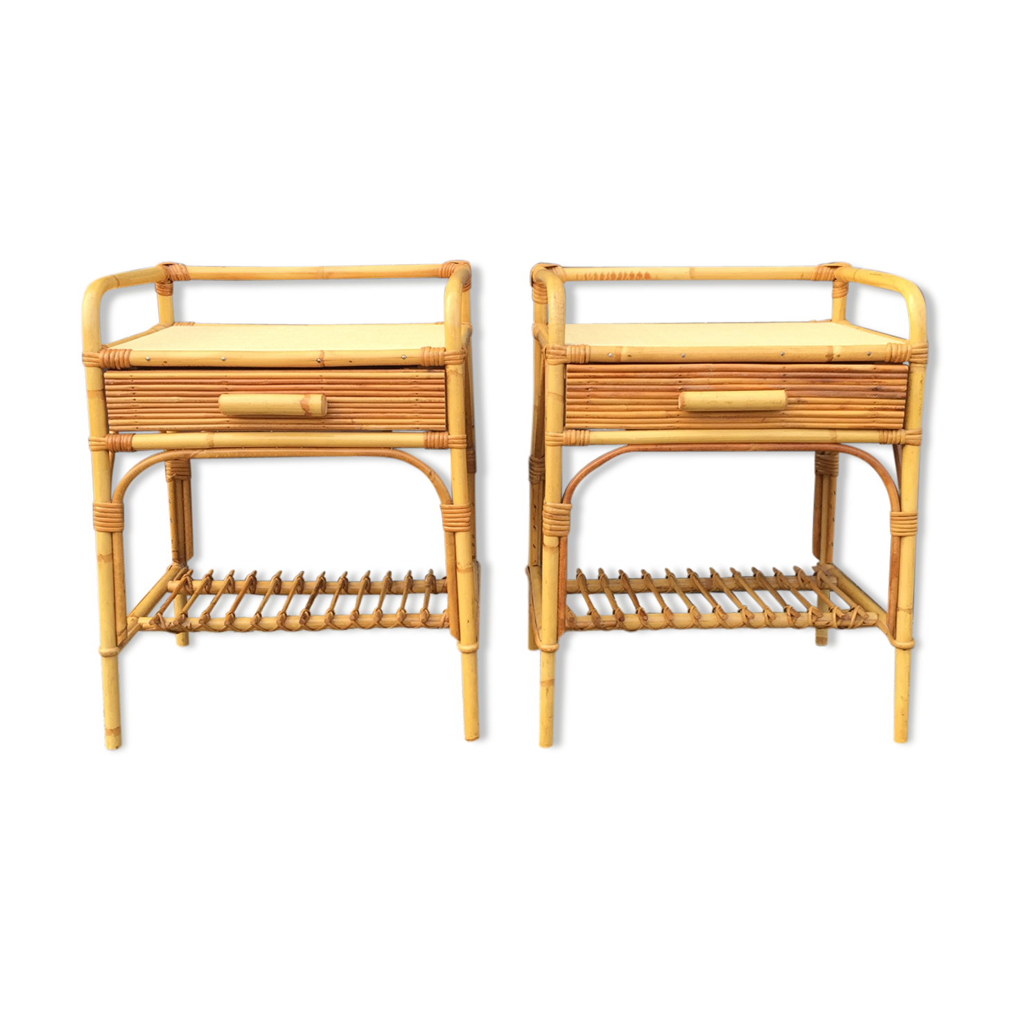 Pair of rattan nightstands 60s