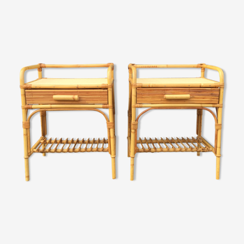 Pair of rattan nightstands 60s