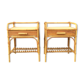Pair of rattan nightstands 60s