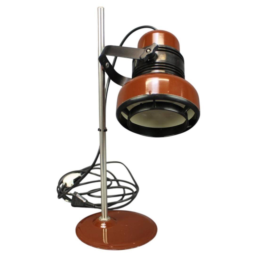 1970s Hungarian table lamp, "Space Age" style, in brown enamel.