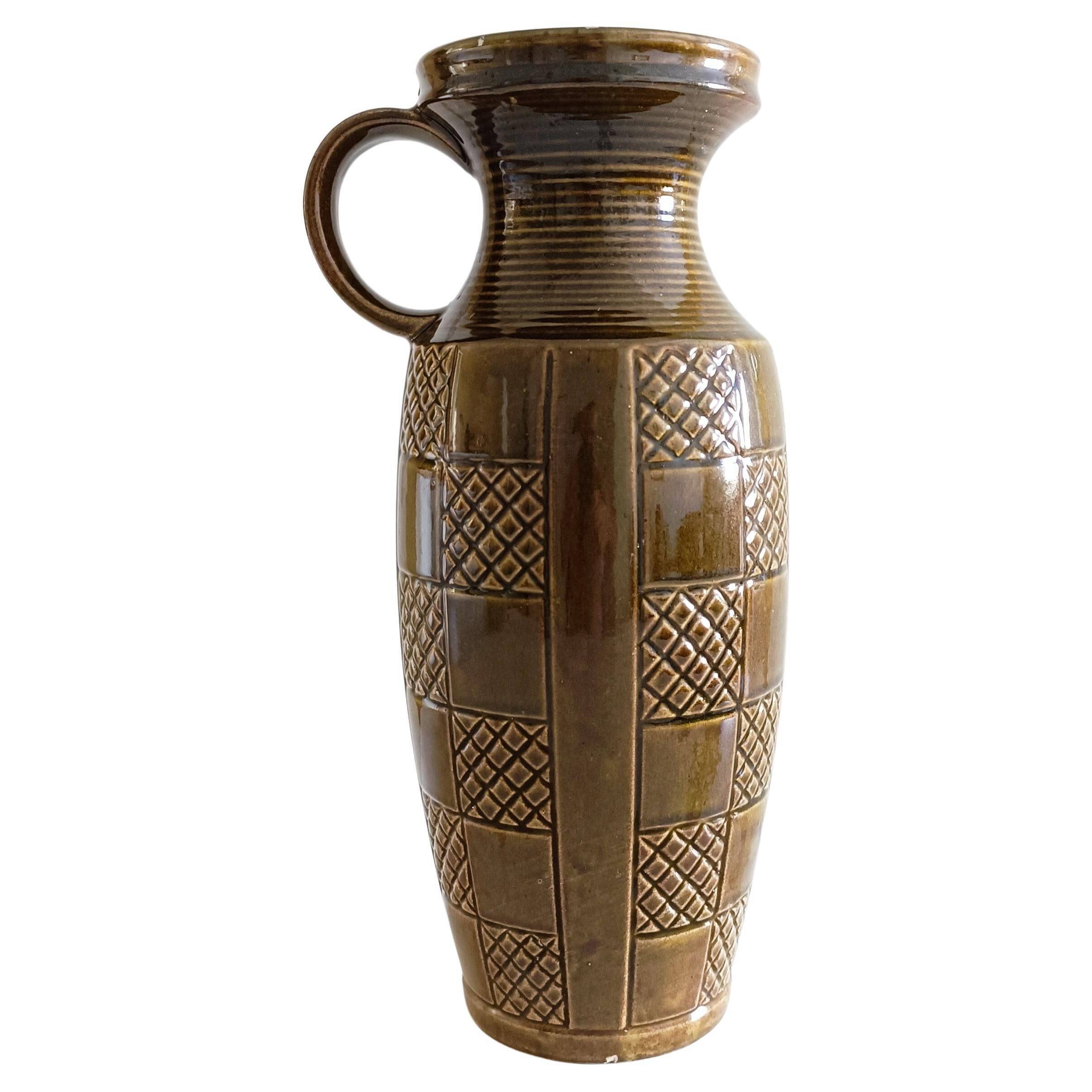 Mid Century West German Ceramic Large Handled Vase by Scheurich, 1950s