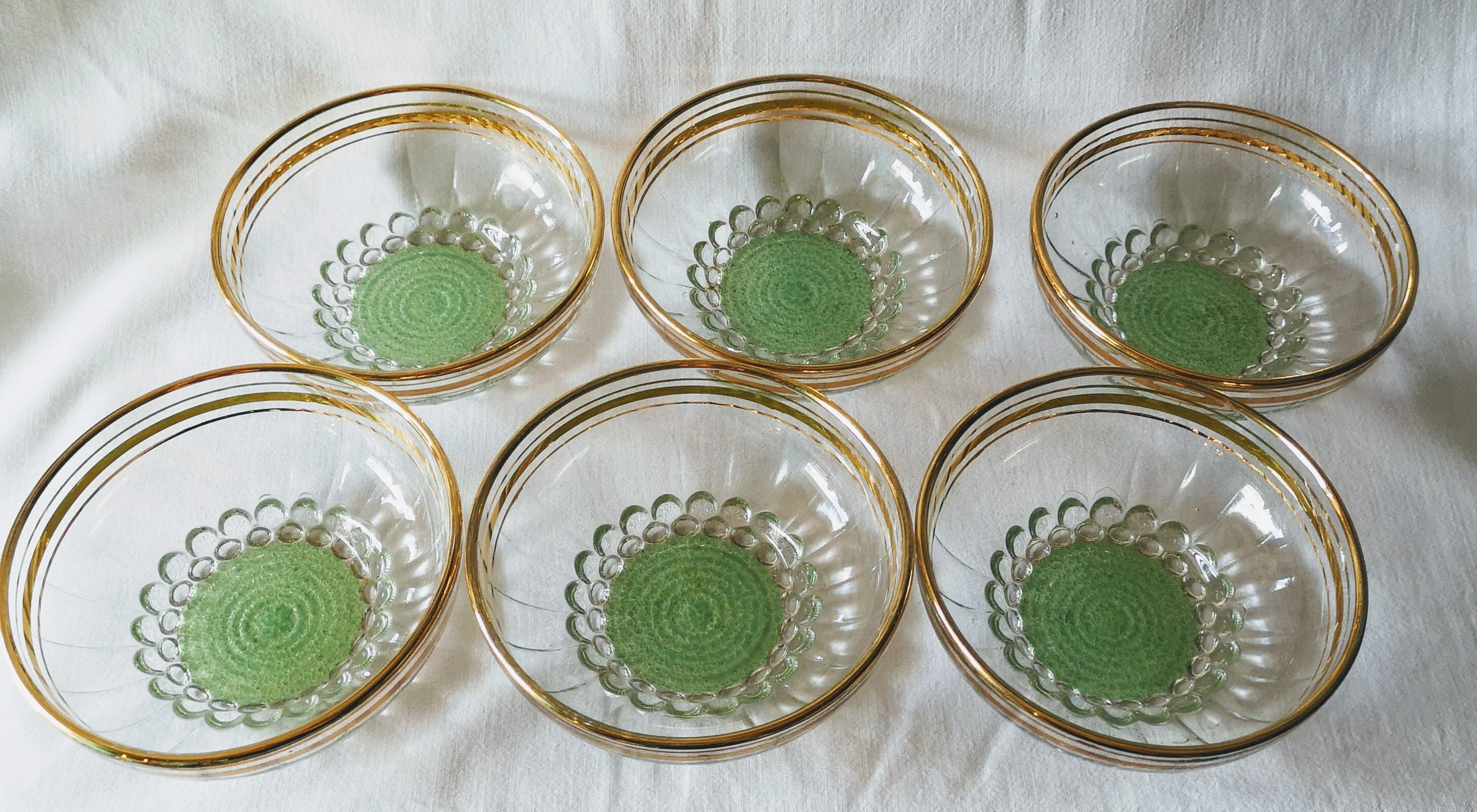 Lot 6 coupelles à dessert en verre vintage