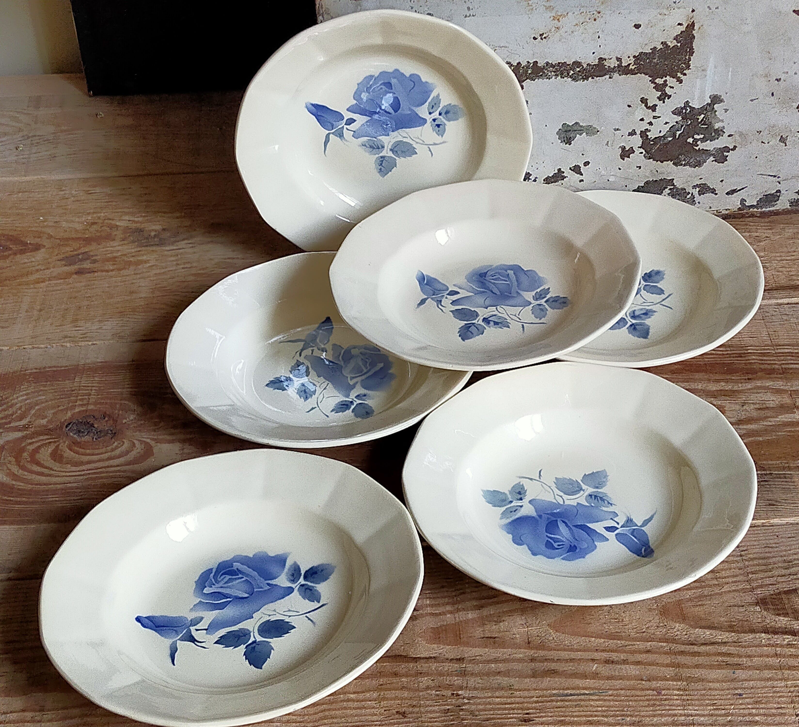 Six earthenware plates of Digoin and Sarreguemines 40s