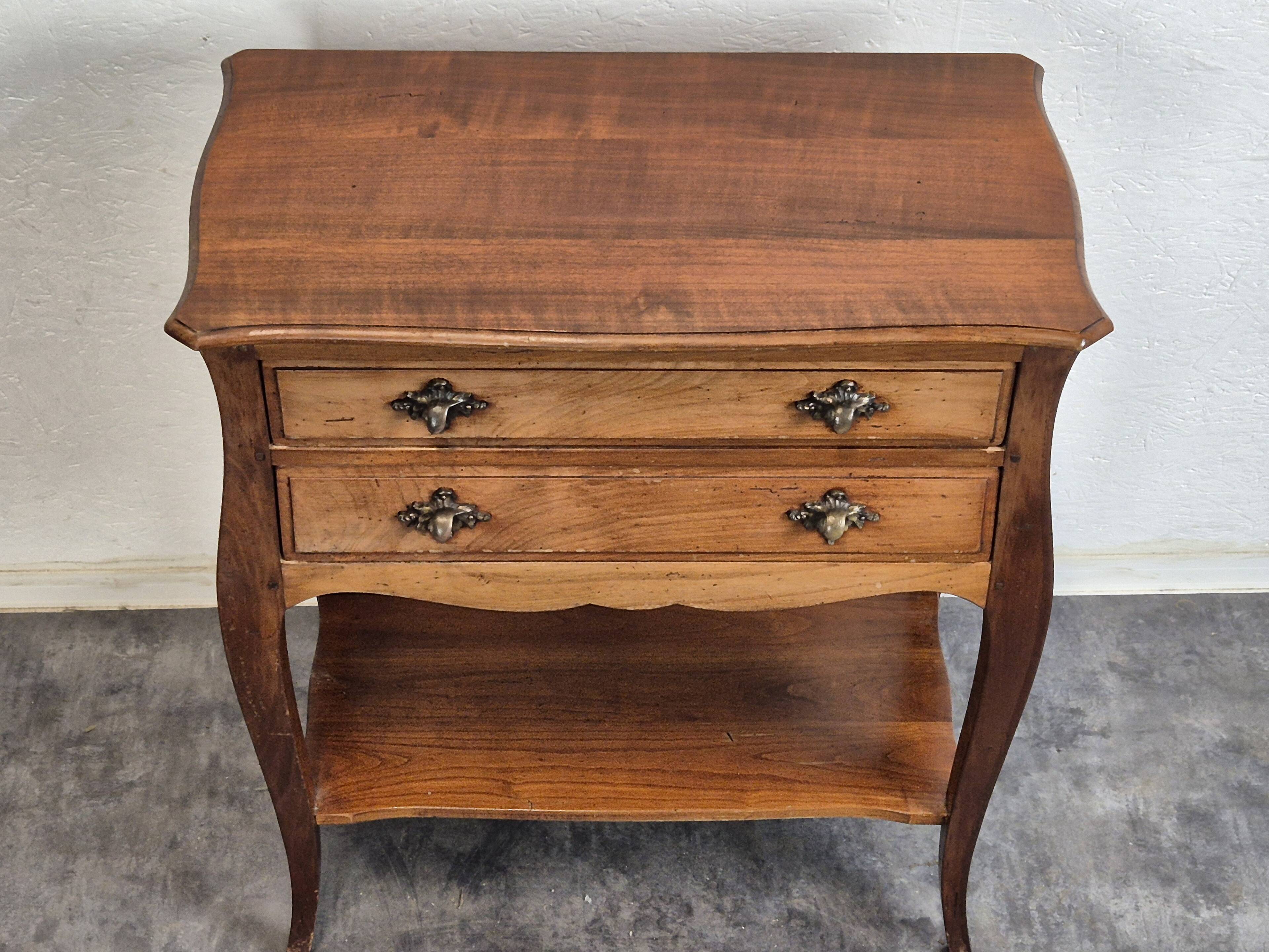 Neo-rustic bedside table in cherry wood