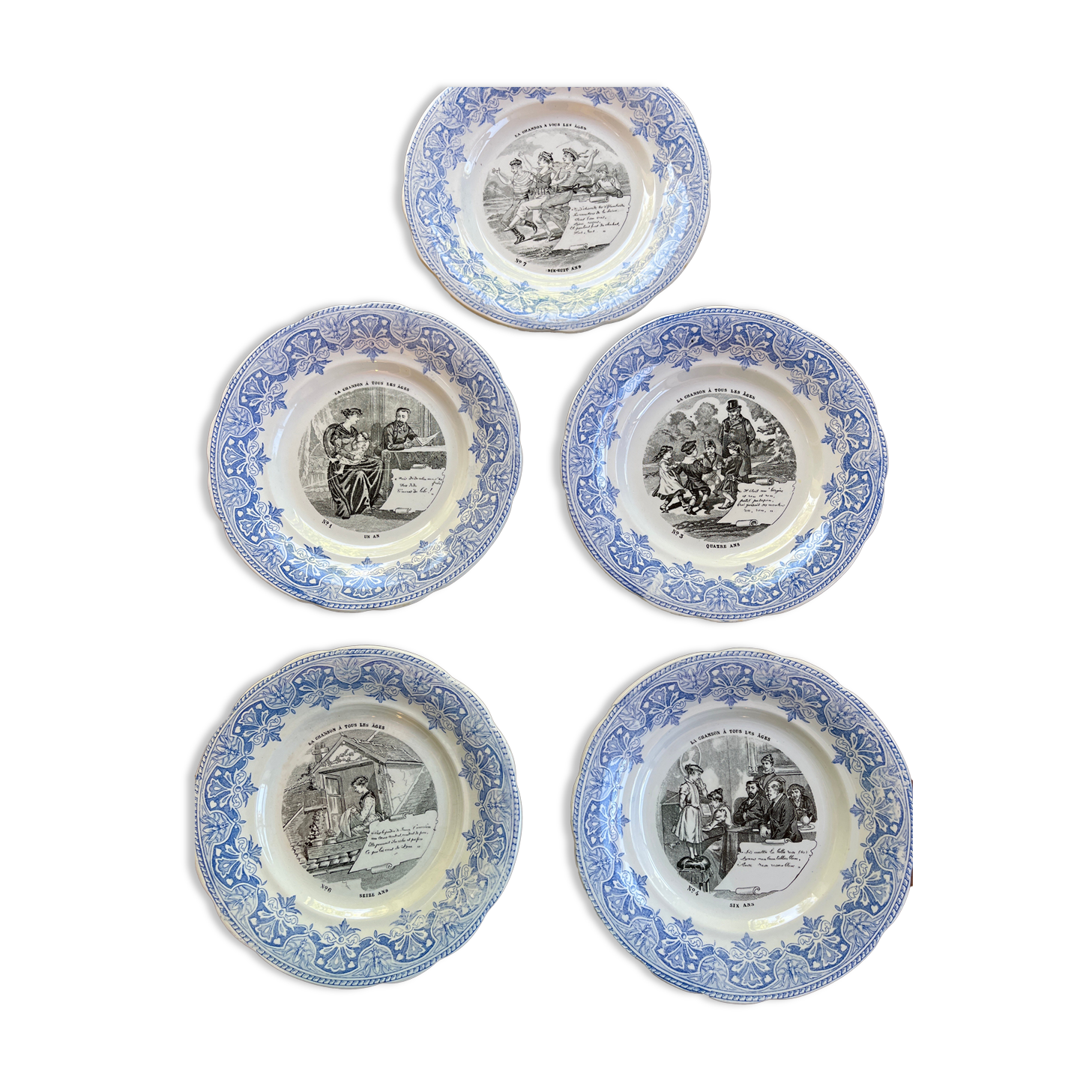 Talking Creil and Montereau set of plates