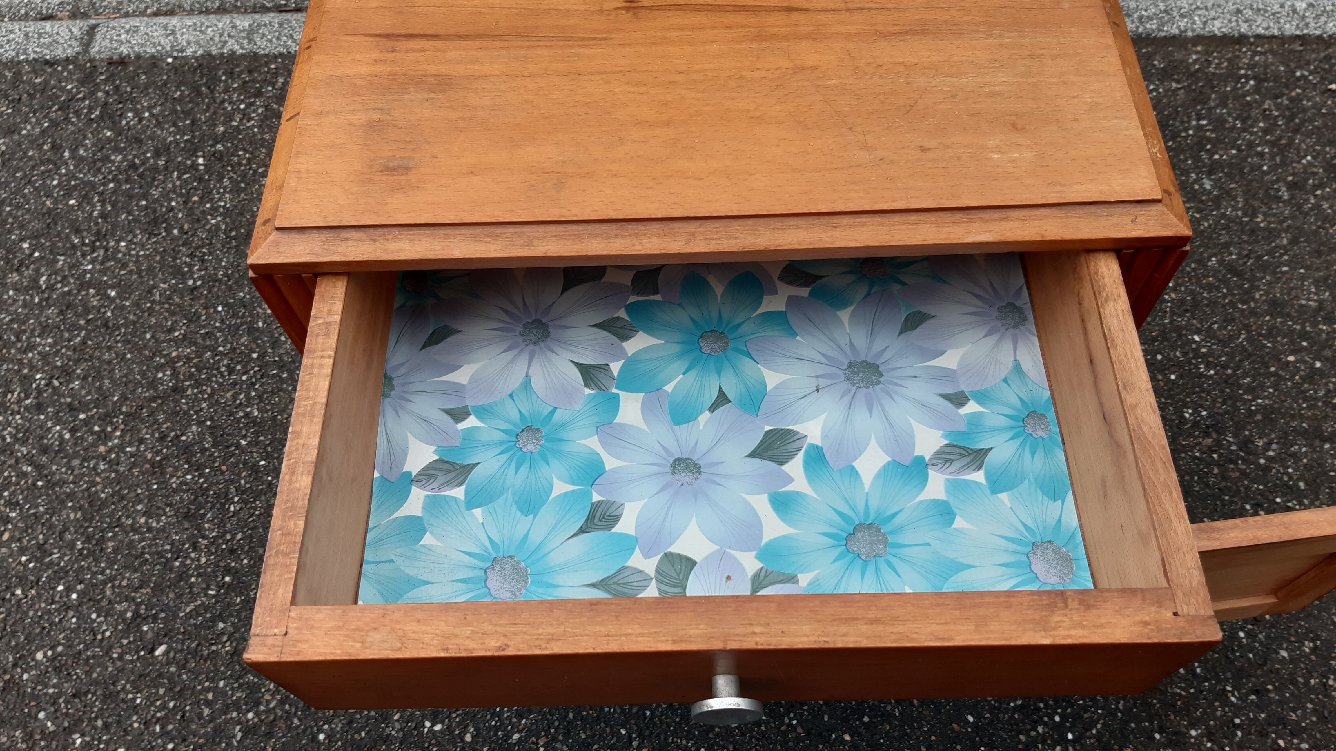 Golden oak 1950s bedside