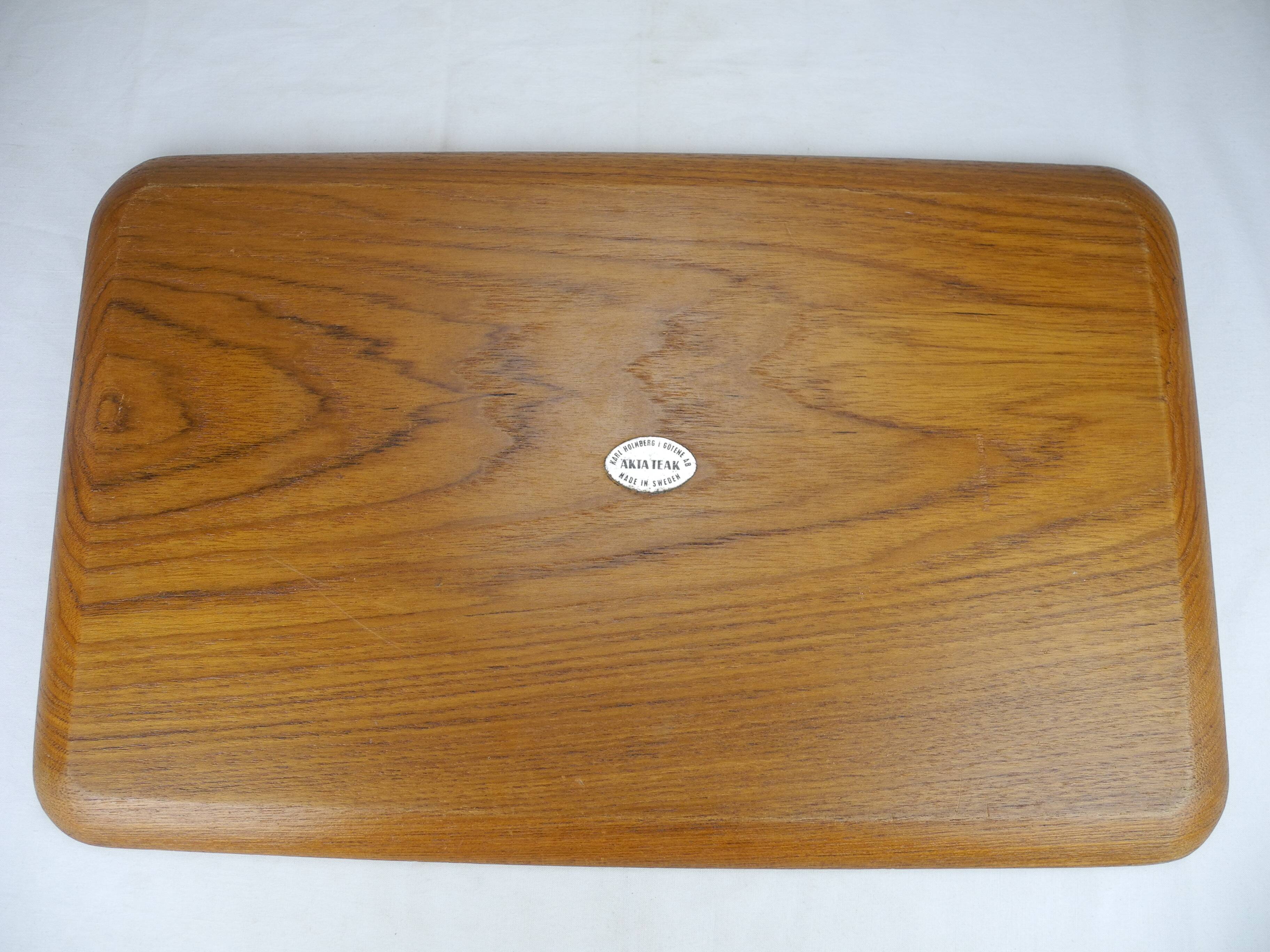 Ancien plateau teck design scandinave vintage teak top holmberg akta teak sweden