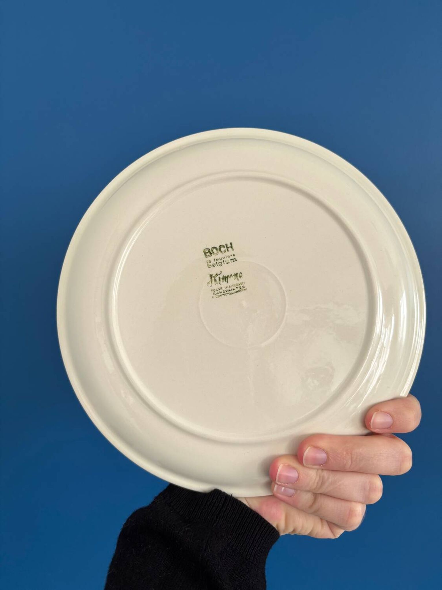 Set of 6 vintage Boch La Louviere dessert plates, 1970s, Kimono model -