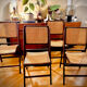 vintage wooden folding chairs with caning