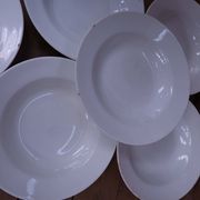6 White Soup Plates, Digoin and St Amand Porcelain