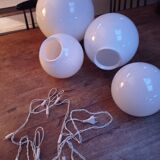 White glass globes and light string