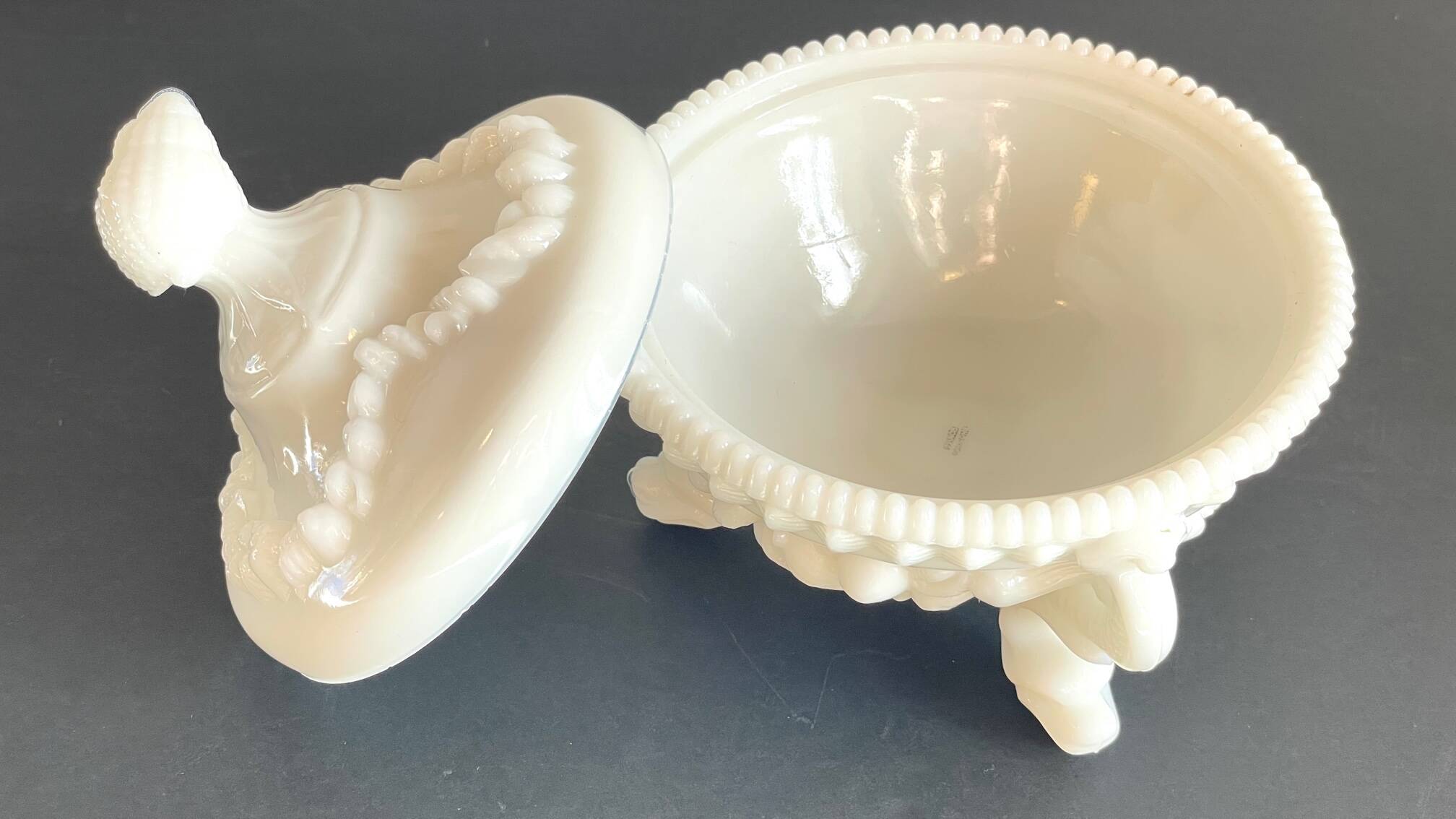 Vintage opaline glass candy dish