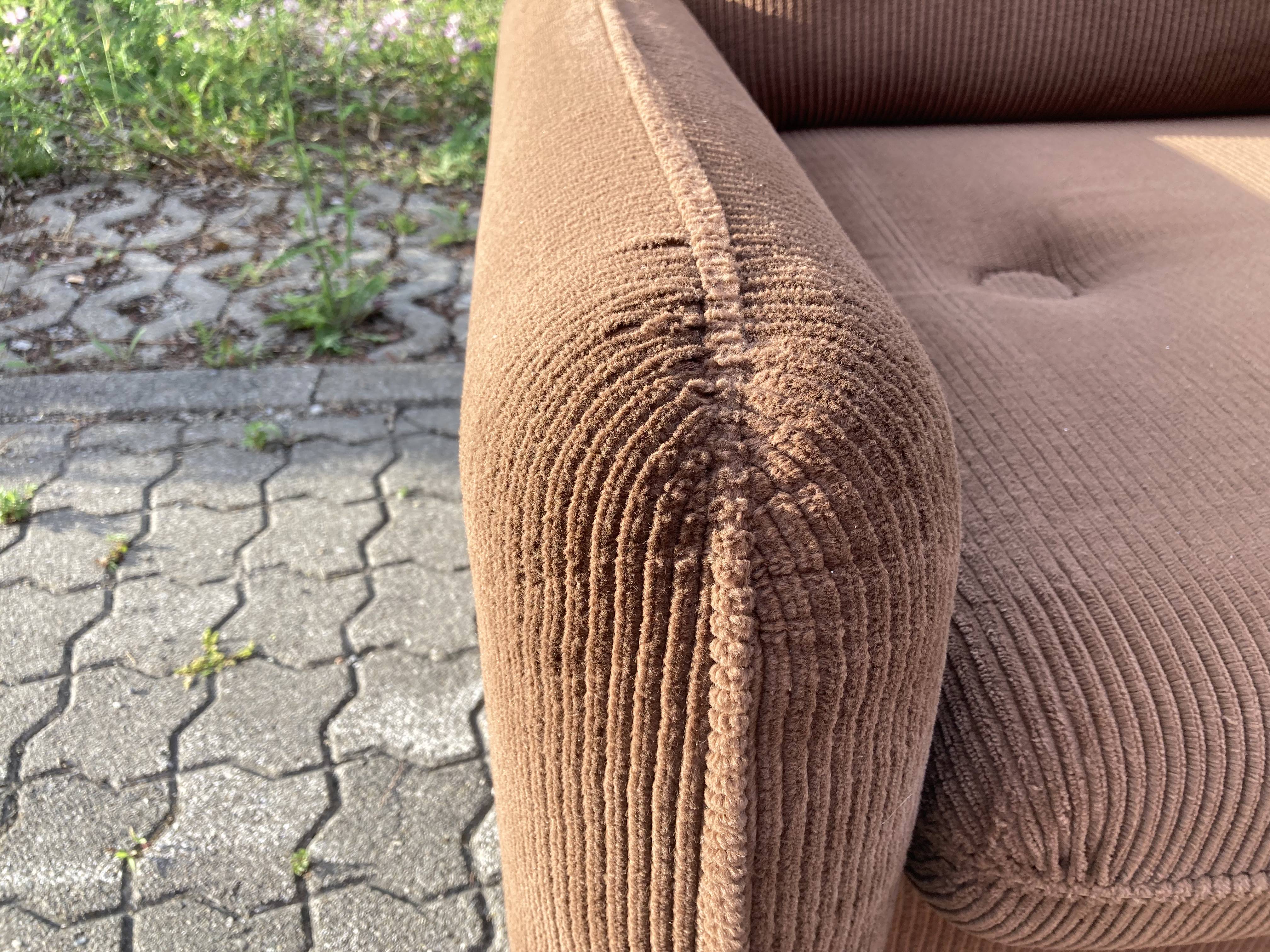 Vintage Modular Sofa in Brown Velvet Corduroy, 1970s
