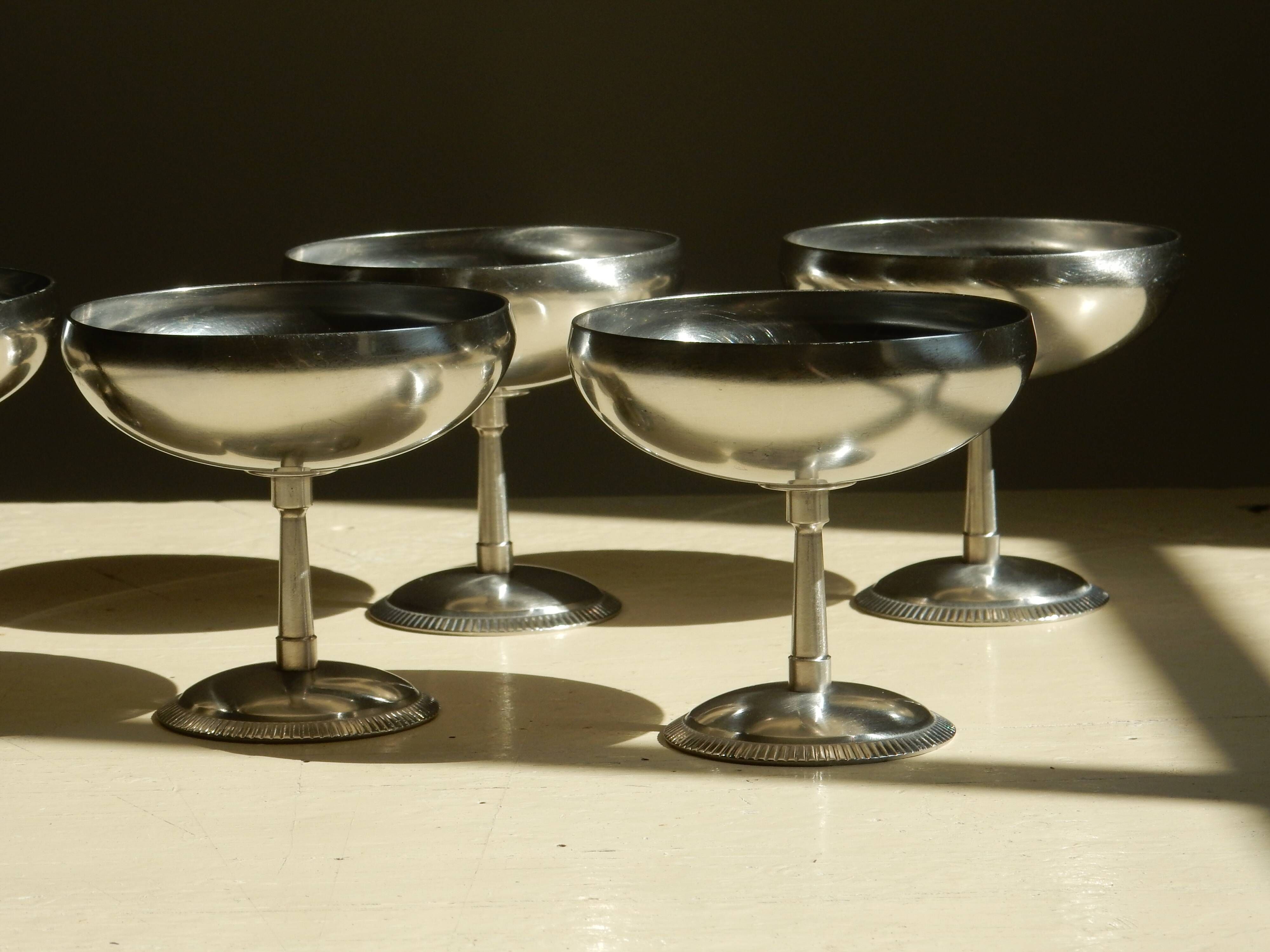 5 Letang Remy France silver stainless steel ice cream cups | Selency