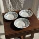 Set of 3 deep plates Digoin Sarreguemines blue with pink flowers D23