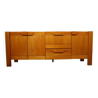 Brutalist solid Elm sideboard by Maison Regain, France.