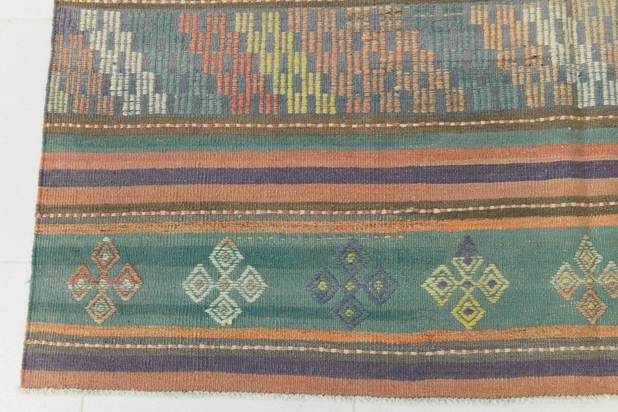 6x9 Faded Purple Anatolian Kilim Rug, 172x274Cm Bohemian Kilim