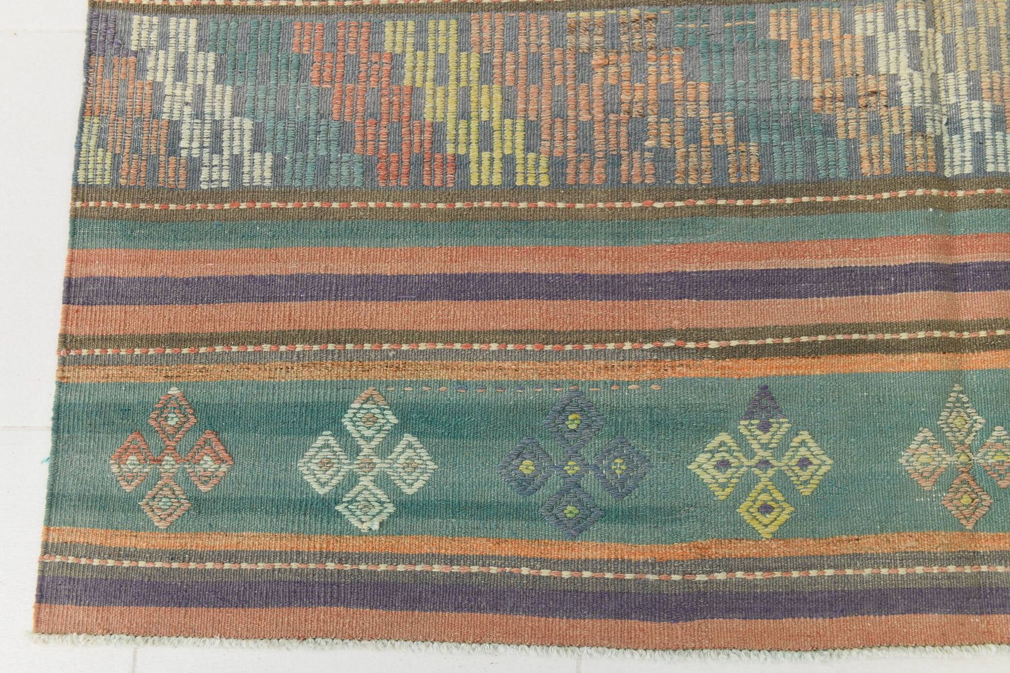 6x9 Faded Purple Anatolian Kilim Rug, 172x274Cm Bohemian Kilim