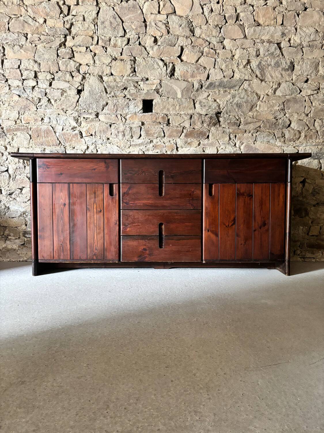 Solid pine sideboard by Silvio Coppola for Fratelli Montina, 1970