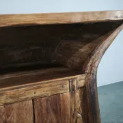 1970s Asian Rustic Solid Wood Console Table, Hand-Carved Primitive Sideboar