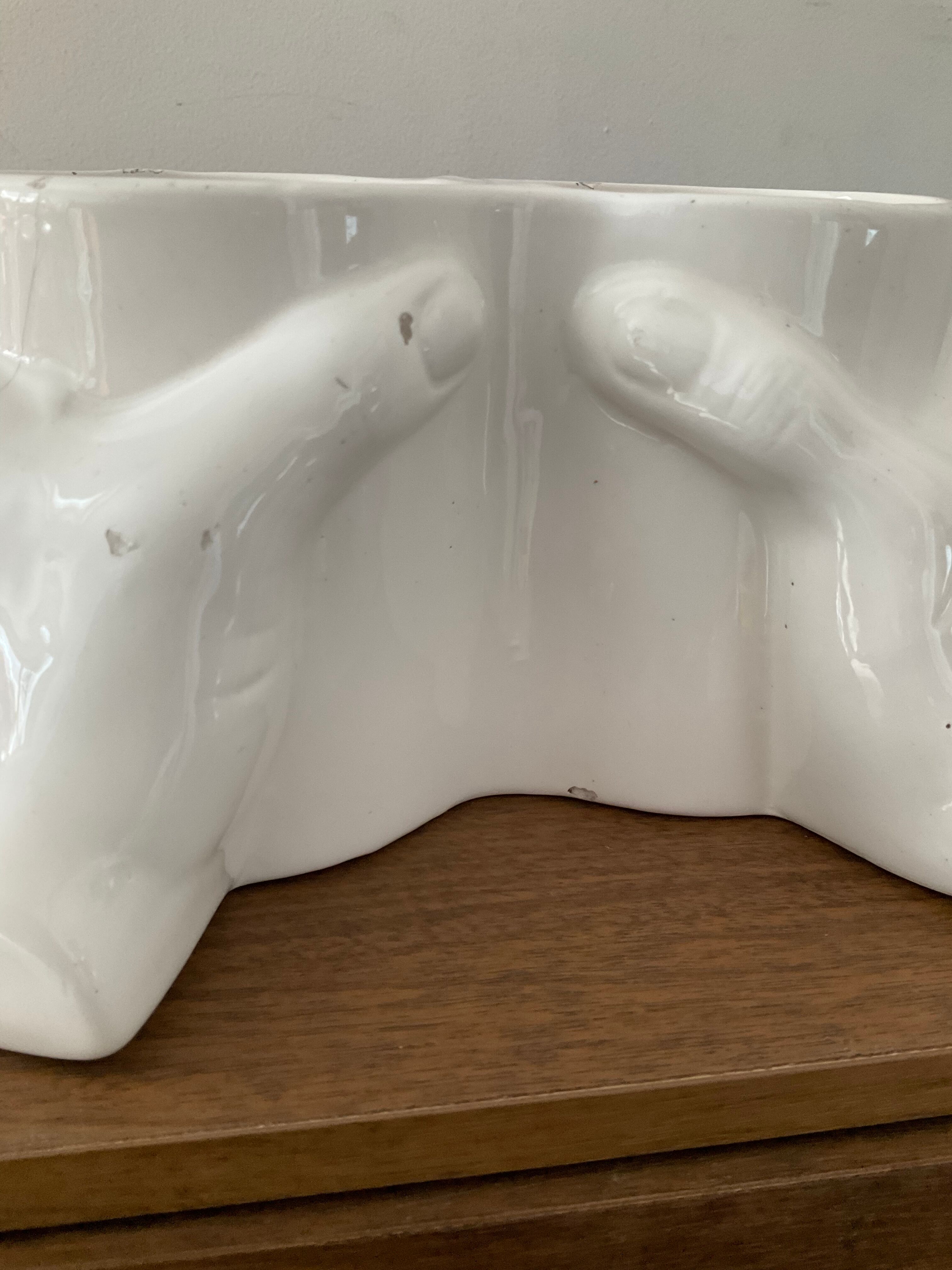 Vintage vase Enamelled ceramic hands 70s