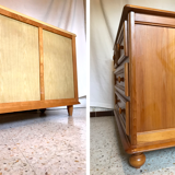 Vintage wooden chest of drawers 3 drawers round buttons country style