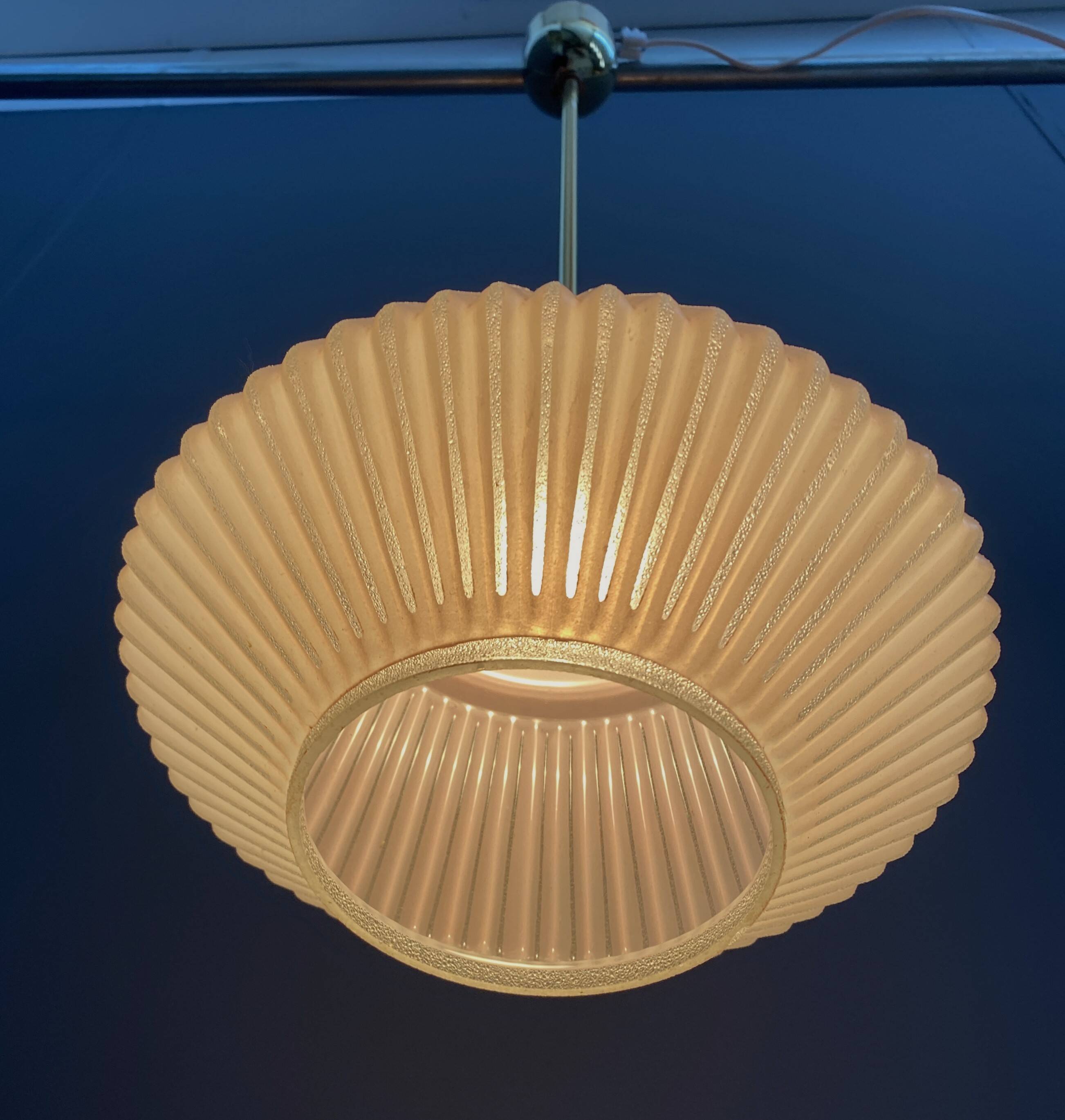 Pink glass pendant lamp 1960s