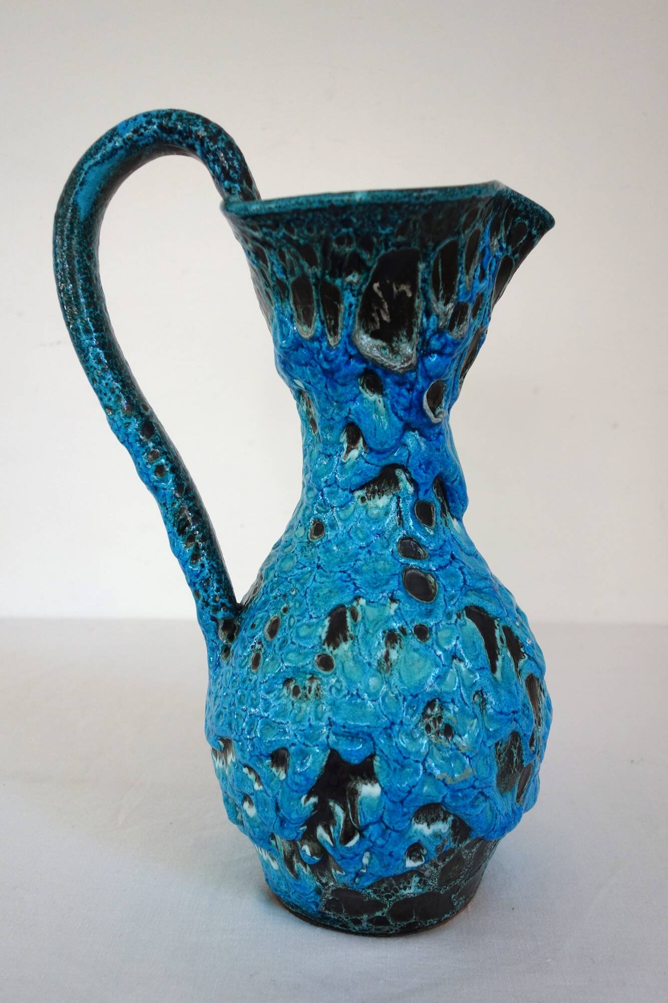 Fat lava vase by Charles Cart in turquoise blue 1960