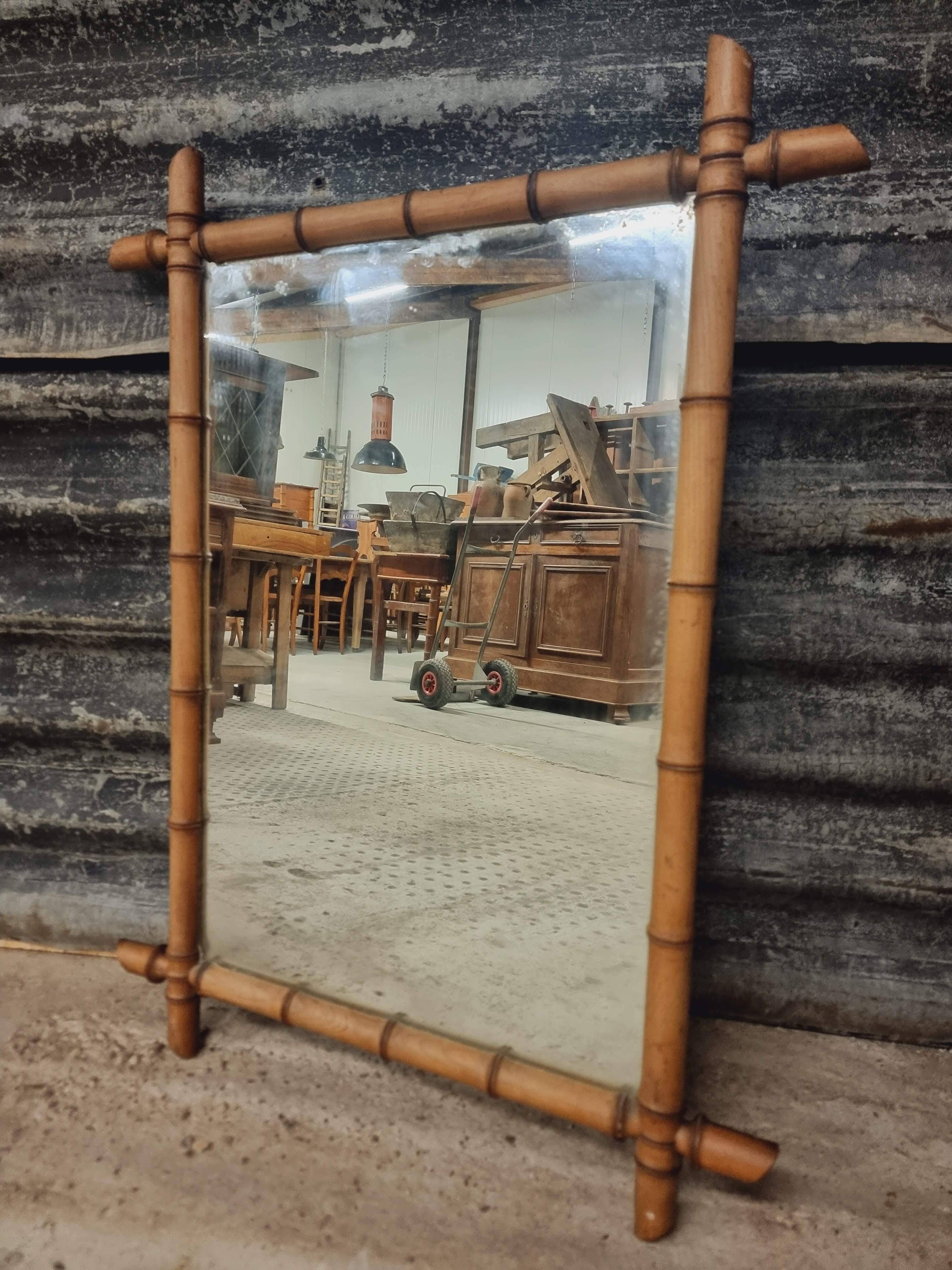 Antique Faux bamboo mirror 73 x 95 cm