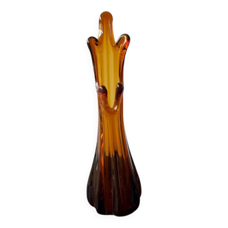 Vase soliflore milieu du siècle orange vintage