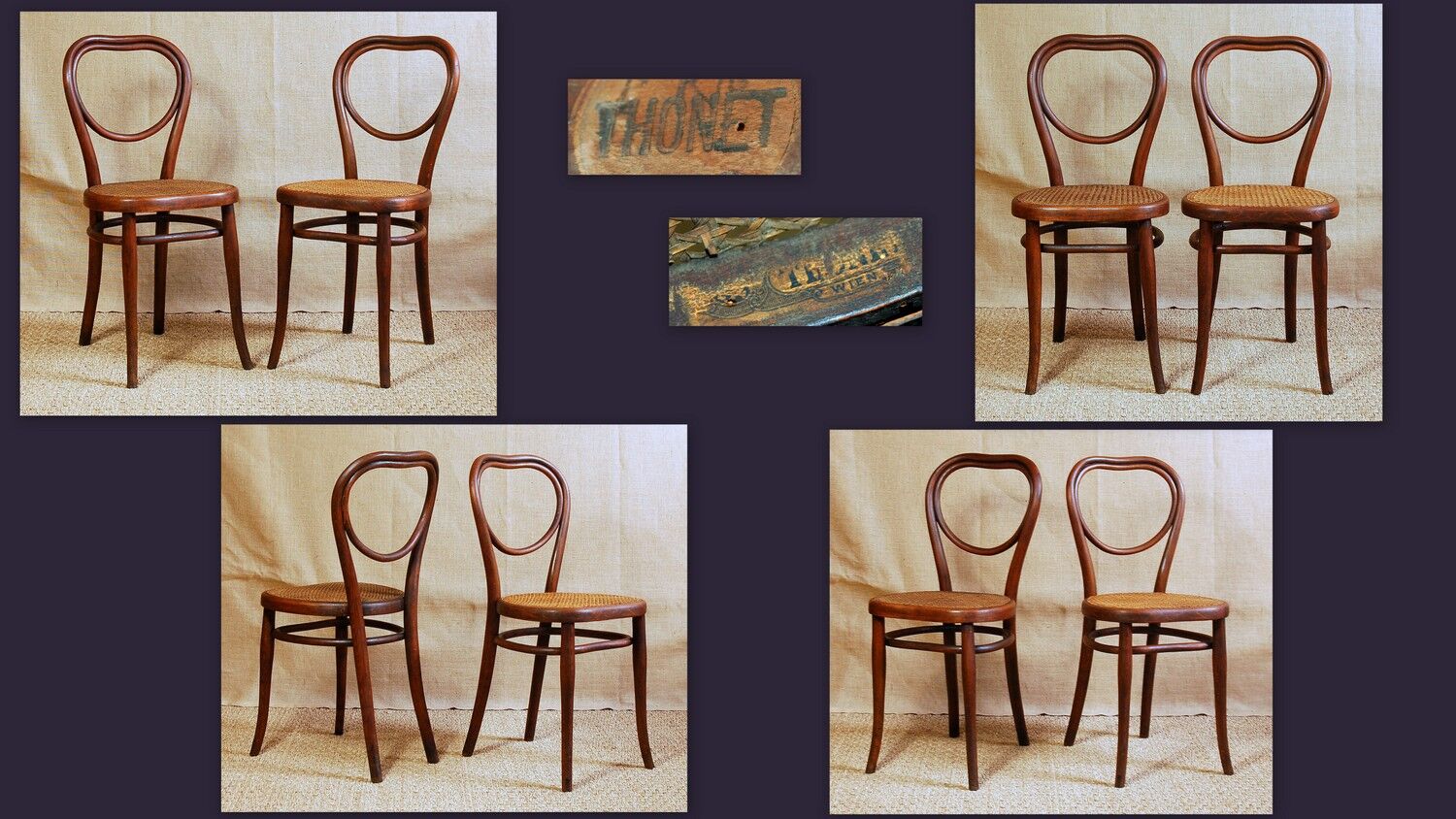 Pair of chairs Thonet No.28 20th end heart shape