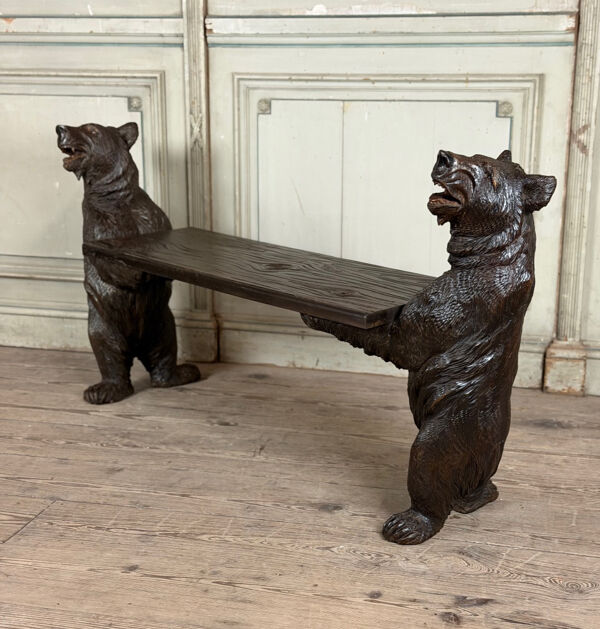 Deux ours de Berne ou Brienz dit ours Forêt Noire formant un banc, XIXème siècle